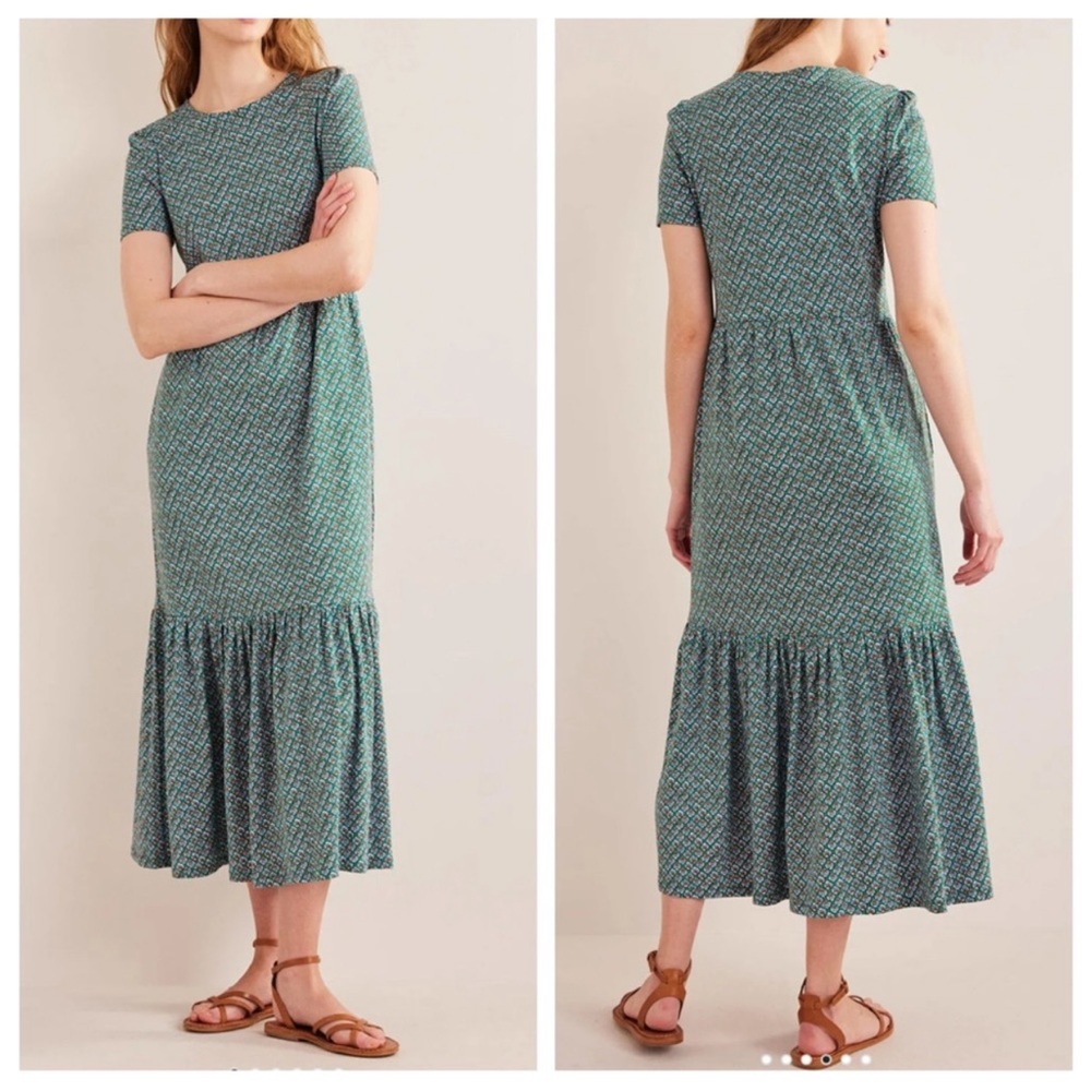 Boden 🌸 Floral Green Dress Sz 6L